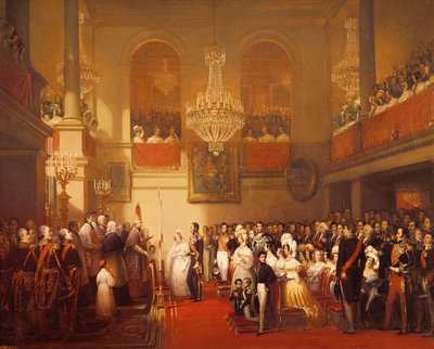 Leopold I'in (1790-1865) Orleans Prensesi Louise'le (1812-50) Compiegne'deki düğünü, 9 Nisan 1832 by Joseph Desire Court
