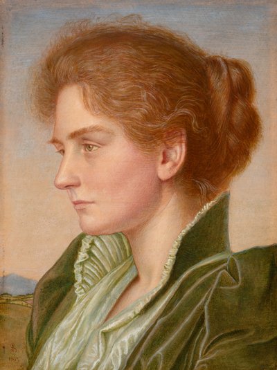 Gertrude Southall (vücut boyası ve arap zamkı ile suluboya, altın ile güçlendirilmiş) by Joseph Edward Southall