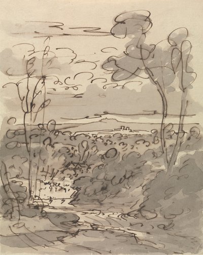 Ağaçlar ve Dağlık Manzara by Joseph Farington