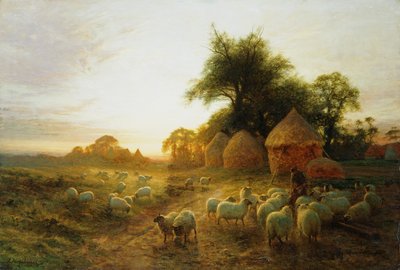 Batıda Ölen Yon Sarı Gün Batımı (tuval üzerine yağlı boya) by Joseph Farquharson