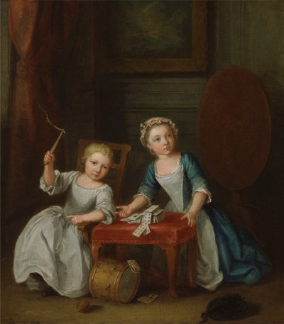 Nollekens Ailesinin İki Çocuğu, Muhtemelen Jacobus ve Maria Sophia, Bir Top ve Oyun Kağıtları, 1745 by Joseph Francis Nollekens