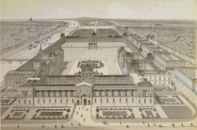 Louvre ve Tuileries'in görünümü, c.1850 by Joseph-Gabriel Aubrun