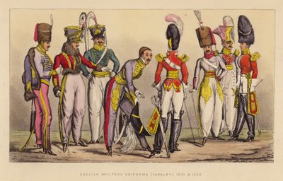 İngiliz Askeri Üniformaları (Süvari) 1821 ve 1822 (renkli gravür) by Joseph Grego
