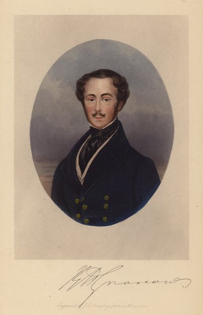 Rees Howell Gronow, ya da Kaptan Gronow (renkli gravür) by Joseph Grego