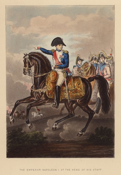 İmparator I. Napolyon Kurmaylarının Başında (renkli gravür) by Joseph Grego