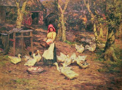 Ördekleri beslemek by Joseph Harold Swanwick