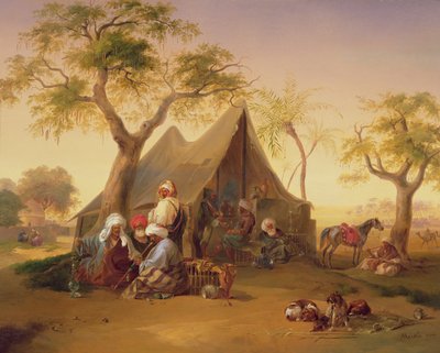Çadır Önünde Kahve İçen Şeyhler, 1842 by Joseph Heicke