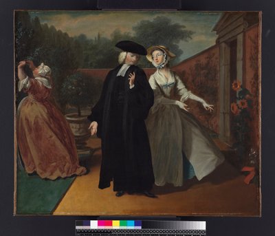 Pamela shows Mr Williams a hiding place for her letters, from `Pamela: or Virtue Rewarded