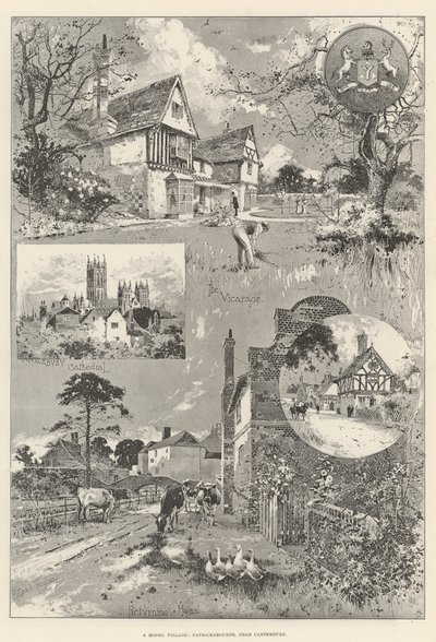 Bir Model Köy, Patricksbourne, Canterbury yakınlarında by Joseph Holland Tringham
