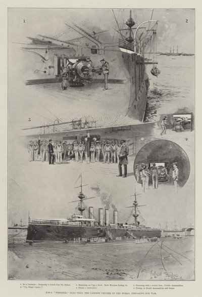 HMS Terrible, 14.220 Ton, Dünyanın En Büyük Kruvazörü, Savaşa Hazırlanıyor by Joseph Holland Tringham
