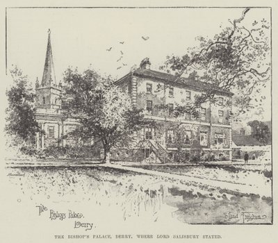 Lord Salisbury'nin kaldığı Piskoposluk Sarayı, Derry by Joseph Holland Tringham