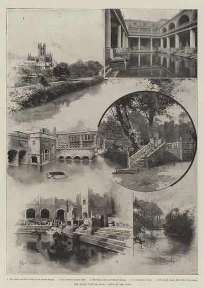 ಬಾತ್‌ಗೆ ರಾಯಲ್ ಭೇಟಿ, ಟೌನ್ ಟರ್ಕ್‌ನ ವೀಕ್ಷಣೆಗಳು by Joseph Holland Tringham