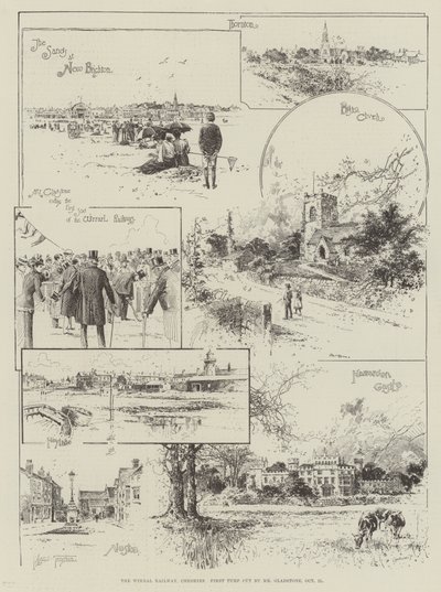 Wirral Demiryolu, Cheshire, İlk Çim Bay Gladstone tarafından kesildi, 21 Ekim by Joseph Holland Tringham