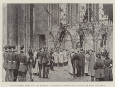 13 Ekim'de York Minster'da 1. Kralın Kendi Yorkshire Hafif Piyade Komutanlarına ve Adamlarına Anıt Pirinçlerinin Açılışı by Joseph Holland Tringham