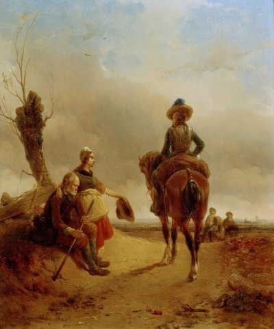 Barok bir binicilik sahnesi ile manzara by Joseph Jodocus Moerenhout