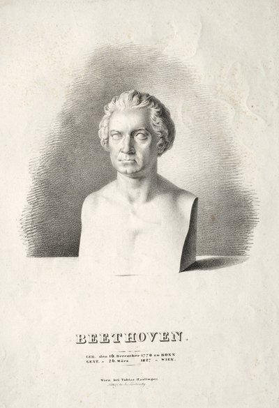 Ludwig van Beethoven'ın büstü. by Joseph Kriehuber