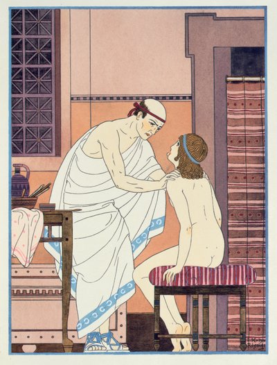 Bir Boğaz Muayenesi, 'Hipokrat'ın Komple Eserleri'nden bir illüstrasyon, 1932 by Joseph Kuhn Regnier