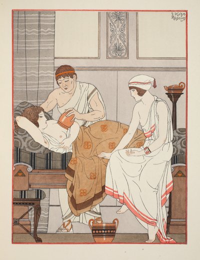 Göğsüne emme uygulaması, 'Hipokrat'ın Eserleri'nden bir çizim, 1934 by Joseph Kuhn Regnier