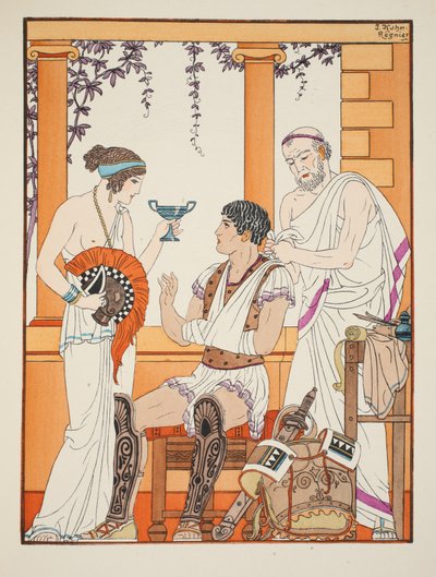 Kol askısında yaralı asker, 'Hipokrat'ın Eserleri'nden bir çizim, 1934 by Joseph Kuhn Regnier
