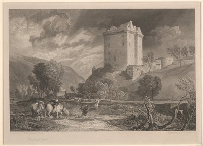 Henry Le Keux (1775-1851) tarafından oyulmuş Borthwick Kalesi (İskoçya'nın Eyalet Eski Eserleri ve Pitoresk Manzarası) by Joseph Mallord William (after) Turner