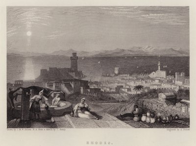 Rodos (renkli taş) by Joseph Mallord William (after) Turner