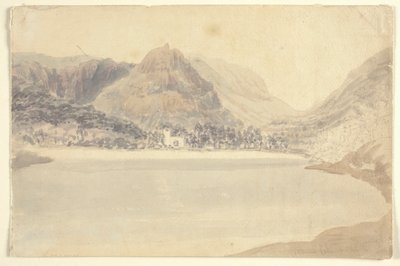 Grassmere Gölü ve Kilisesi (kağıt üzerine kalem üzerine suluboya) by Joseph Mallord William (attr.to) Turner