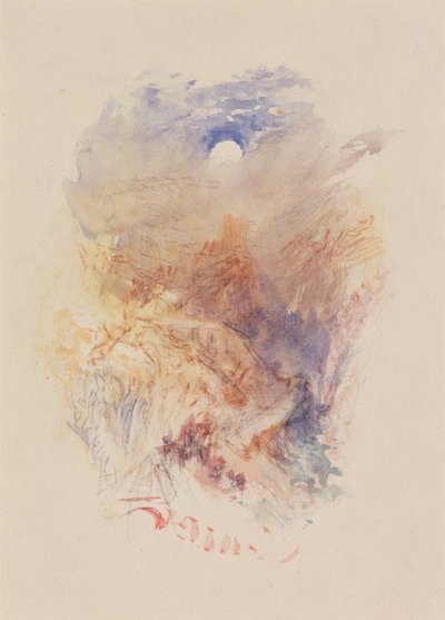 A Mountain Pass in Moonlight, 1845 dolayları (kağıt üzerine suluboya) by Joseph Mallord William Turner