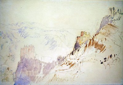 Kuzeyden Burg Eltz (kalem, tükenmez kalem ve kırmızı mürekkep, kağıt üzerine suluboya ve gövde rengi) by Joseph Mallord William Turner