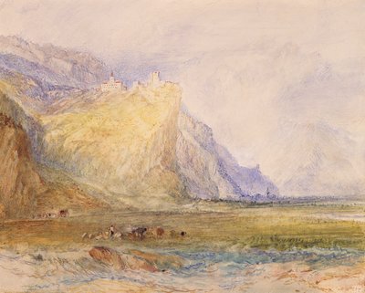 Domleschg Vadisi, güney doğuya, Schloss Ortenstein'a doğru bakıyor, 1853 dolayları (kağıt üzerine suluboya) by Joseph Mallord William Turner