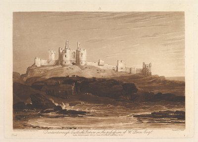Dunstanborough Castle Liber Studiorum, bölüm III, levha 14, 10 Haziran 1808. by Joseph Mallord William Turner