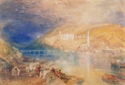 Heidelberg: Sunset, c.1840-42 (kağıt üzerine suluboya ve gövde rengi) by Joseph Mallord William Turner