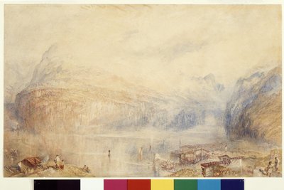 Brunnen'den Lucerne Gölü (beyaz kağıt üzerine suluboya ve guaj) by Joseph Mallord William Turner