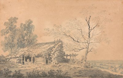 ಲ್ಯಾಂಡ್‌ಸ್ಕೇಪ್ ವಿತ್ ಬಾರ್ನ್, ಸಿ.1795 (ಗ್ರಾಫೈಟ್ ಮತ್ತು ವಾಶ್ ಆನ್ ಪೇಪರ್)ಟರ್ಕ್ by Joseph Mallord William Turner