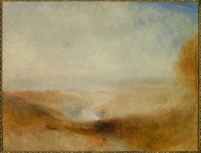 Uzakta bir nehir ve bir koy ile manzara. Ayrıca Joseph Mallord William Turner