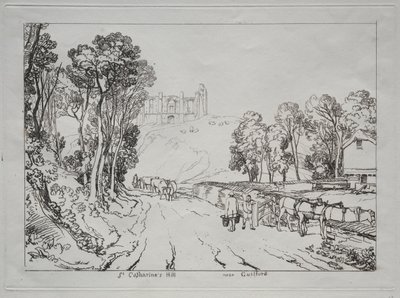 Liber Studiorum: Guilford yakınlarındaki St. Catherines Tepesi. by Joseph Mallord William Turner