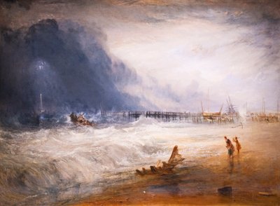 Karaya oturmuş bir gemiye giden cankurtaran botu ve manby aparatı by Joseph Mallord William Turner