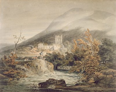 Llanthony Abbey, Monmouthshire, c.1792 (beyaz kağıt üzerine kalem ve mürekkeple suluboya) by Joseph Mallord William Turner