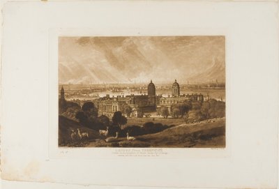 Greenwich'ten Londra, Liber Studiorum'dan 26 numaralı plaka by Joseph Mallord William Turner