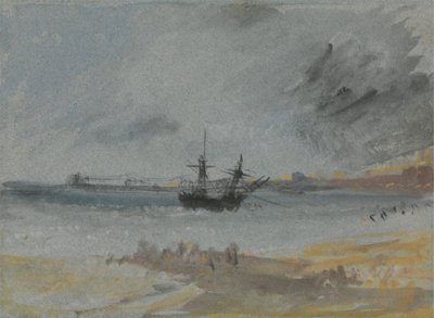 Brighton'da karaya oturan gemi by Joseph Mallord William Turner
