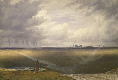 Stonehenge - Yağmurlu bir gün (kağıt üzerine sulu boya) by Joseph Mallord William Turner