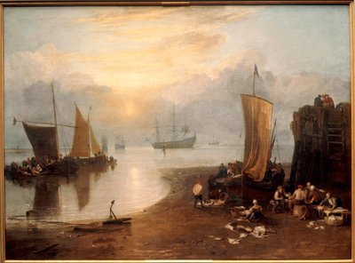 Buharın İçinden Doğan Güneş: Balık Temizleyen ve Satan Balıkçılar... (tuval üzerine resim) by Joseph Mallord William Turner