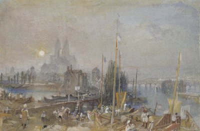 Tours yakınlarındaki Loire ve Cher Kanalı, c. 1830 (gövde rengi ve tükenmez kalem ve kahverengi mürekkeple sulu boya) by Joseph Mallord William Turner