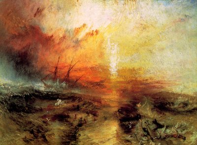 The Köle Gemisi Köleler Ölülerin Gemisine Fırlıyor ve Ölüyor, Typhon Coming On, 1840. by Joseph Mallord William Turner