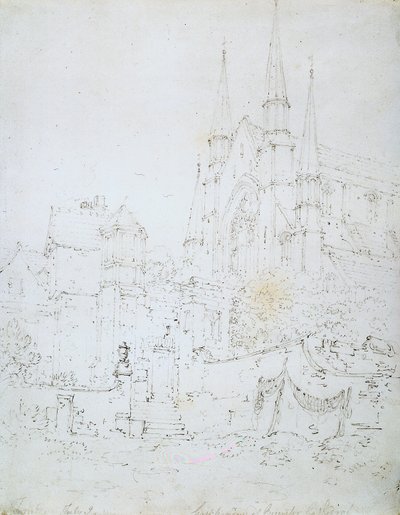 West Window, Worcester Katedrali (beyaz kağıt üzerine kalem) by Joseph Mallord William Turner