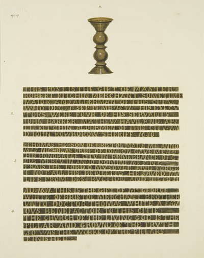 2, 3 ve 4 numaralı yazıtlı Bronz Sütun (Çiviler) No. 2 (kalem ve kağıt üzerine suluboya) by Joseph Manning