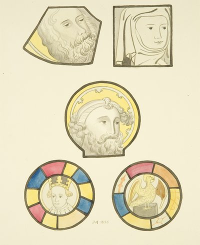 St Mary Redcliffe nef kuzey penceresinde vitray (kağıt üzerine suluboya) by Joseph Manning