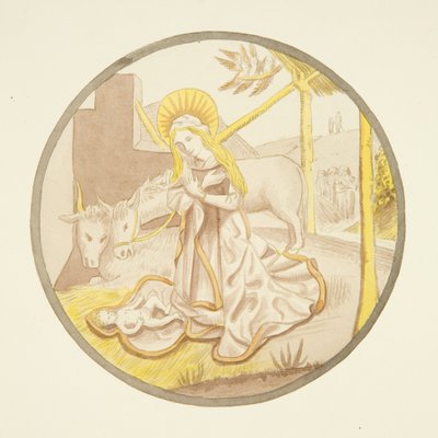 Piskoposluk Sarayı'nın özel şapelinin penceresindeki vitray: The Nativity (kağıt üzerine sulu boya) by Joseph Manning