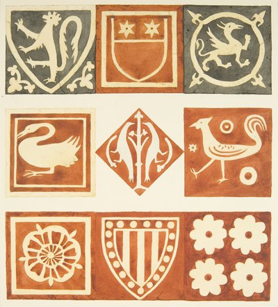 Vestiyer odasındaki fayanslar ve Bristol Katedrali zemininin çeşitli kısımları (kağıt üzerine sulu boya) by Joseph Manning