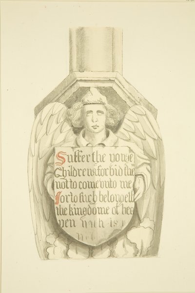 St Mary Redcliffe organının yakınında, güney batı açısında sütuna karşı kafes (kağıt üzerine suluboya) by Joseph Manning