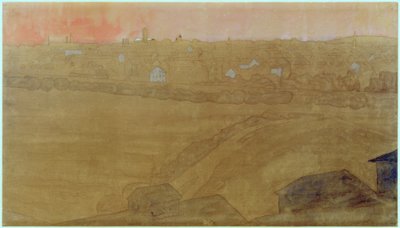 Düğün kulesi ile Darmstadt şehir silüeti by Joseph Maria Olbrich